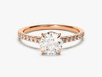 Load image into Gallery viewer, Cathedral Round Cut Moissanite Engagement Ring With Pave Set Side Stones (1.00 Ct)
