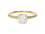 Load image into Gallery viewer, Cathedral Round Cut Moissanite Engagement Ring With Pave Set Side Stones (1.00 Ct)
