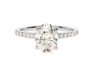 Cathedral Oval Cut Moissanite Engagement Ring With Pave Set Side Stones (2.00 Ct)