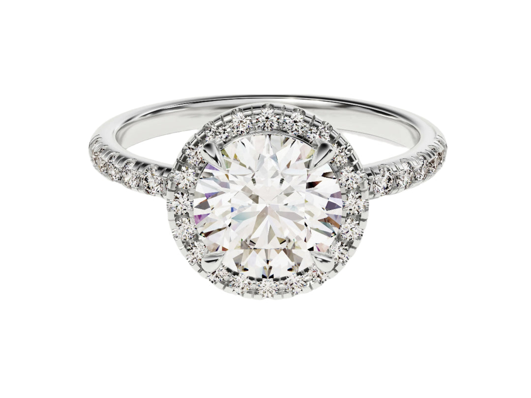 Round Cut Moissanite Round Halo Engagement Ring (1.50 Ct)