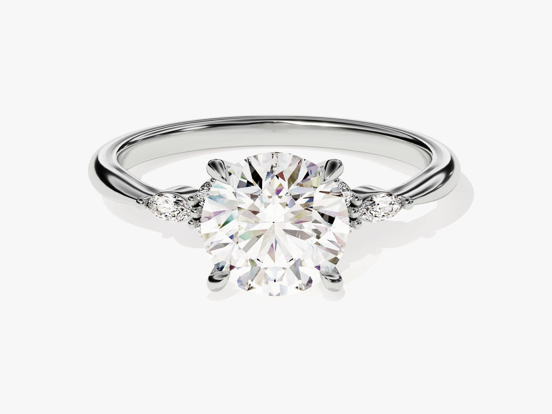 Cluster Accent Round Cut Moissanite Engagement Ring (1.50 Ct)