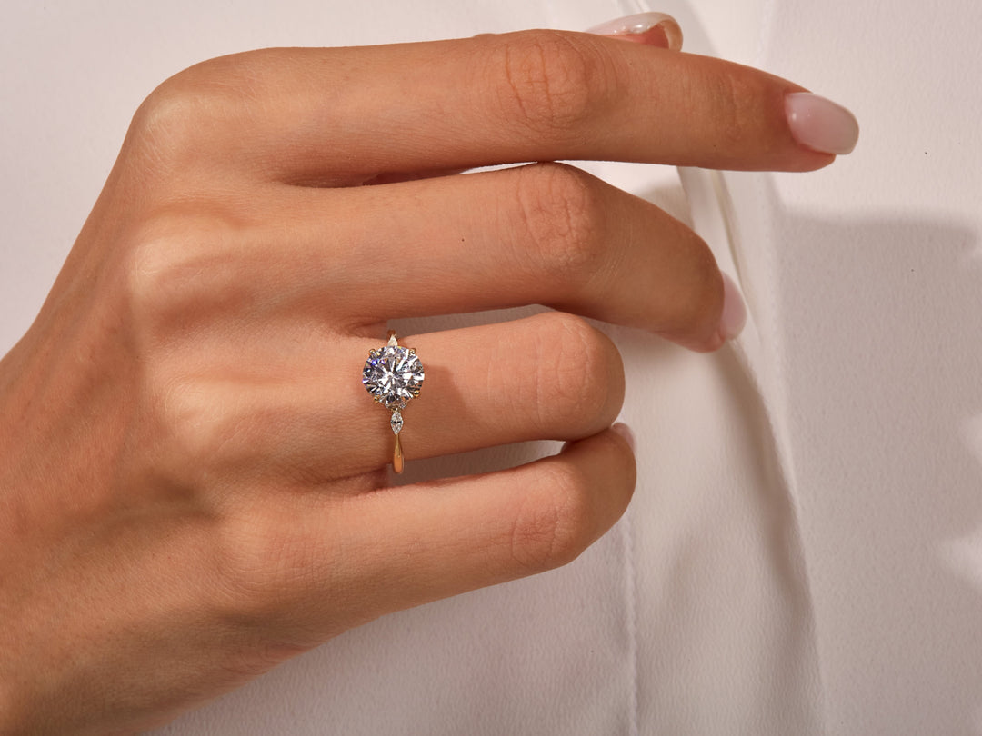Cluster Accent Round Cut Moissanite Engagement Ring (2.00 Ct)