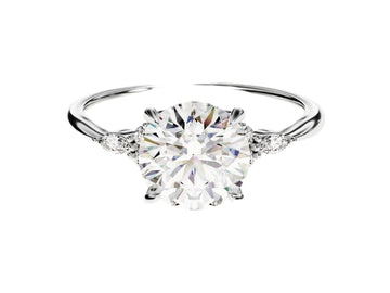Cluster Accent Round Cut Moissanite Engagement Ring (2.00 Ct)