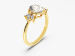 Load image into Gallery viewer, Marquise Cluster Accent Oval Cut Moissanite Engagement Ring (1.50 Ct)
