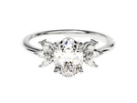 Load image into Gallery viewer, Marquise Cluster Accent Oval Cut Moissanite Engagement Ring (1.50 Ct)
