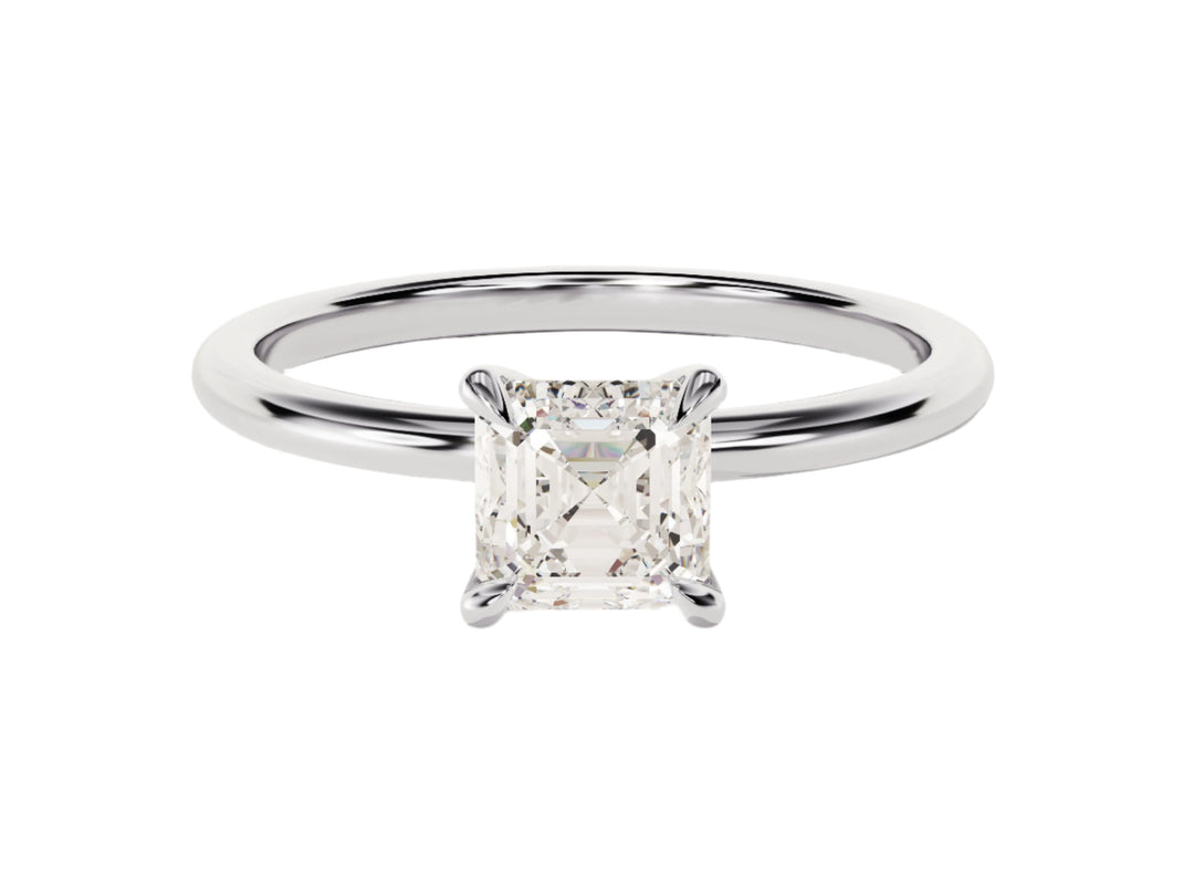 Asscher Cut Solitaire Moissanite Engagement Ring (1.00 Ct)