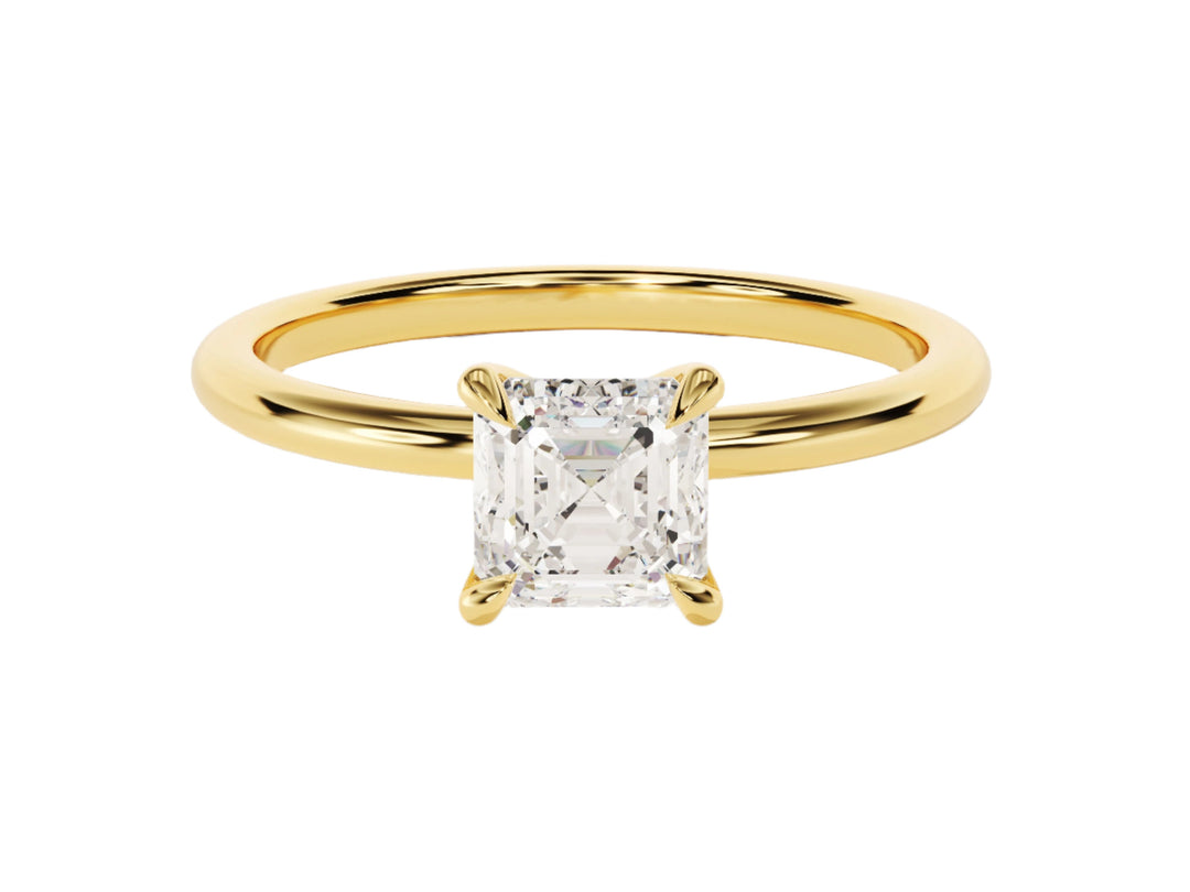 Asscher Cut Solitaire Moissanite Engagement Ring (1.00 Ct)