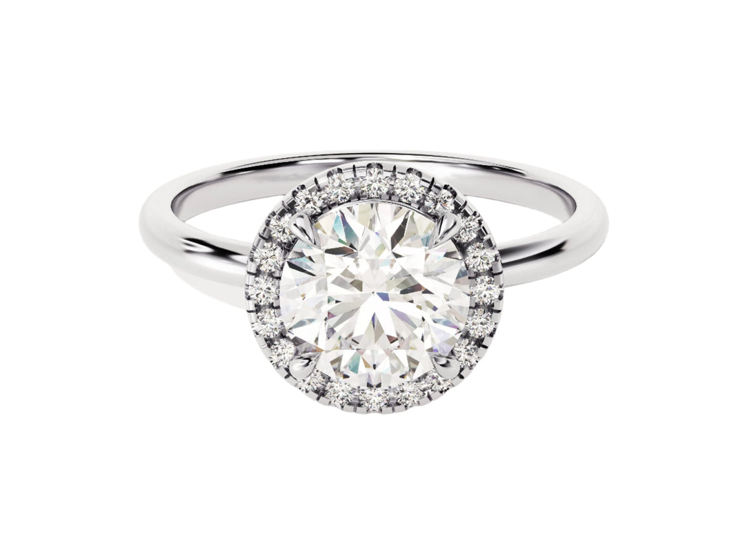 Round Halo Moissanite Engagement Ring (1.50 Ct)