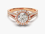 Load image into Gallery viewer, Split Double Band Halo Moissanite Engagement Ring (1.00 Ct)
