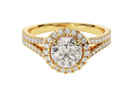 Load image into Gallery viewer, Split Double Band Halo Moissanite Engagement Ring (1.00 Ct)
