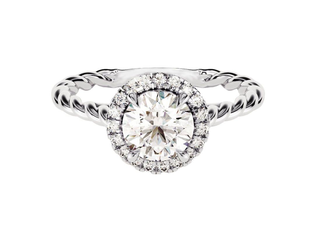 Twisted Halo Moissanite Engagement Ring (1.00 Ct)