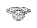 Load image into Gallery viewer, Round Halo With Marquise Sidestones Moissanite Engagement Ring (1.00 Ct)
