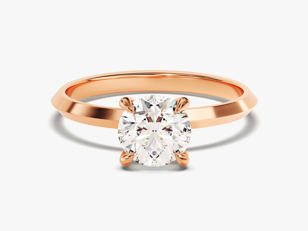 Knife Edge Round Moissanite Engagement Ring (1.00 Ct)