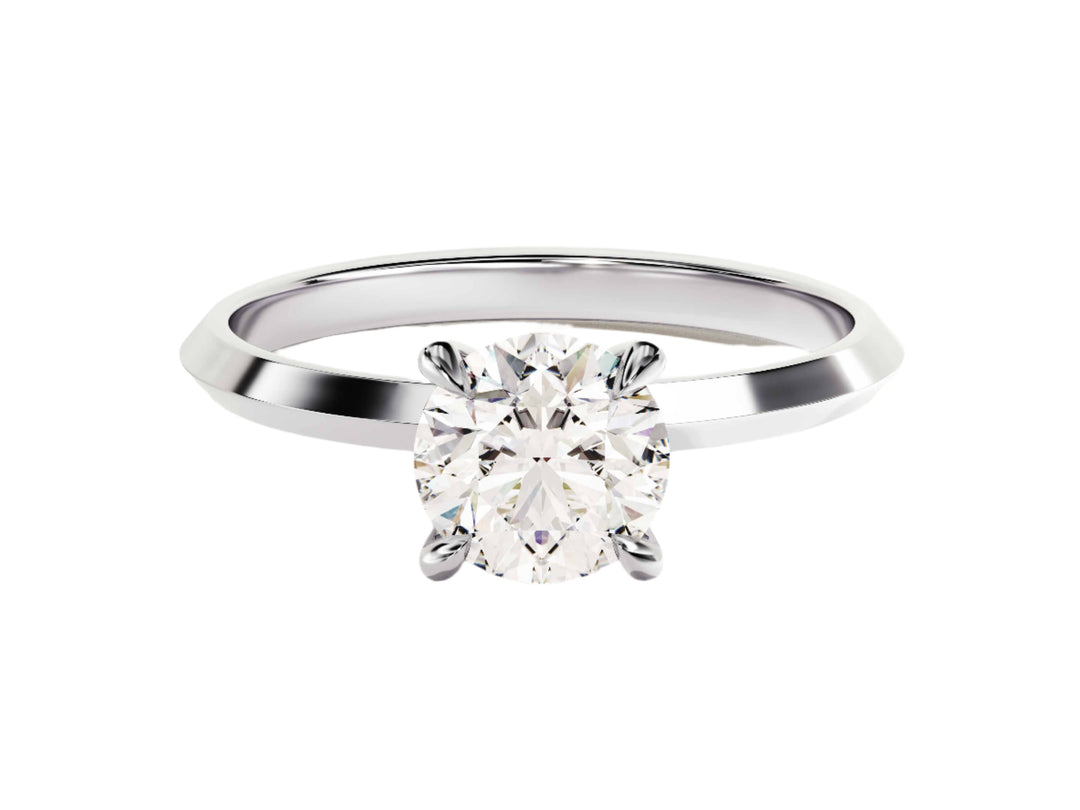 Knife Edge Round Moissanite Engagement Ring (1.00 Ct)