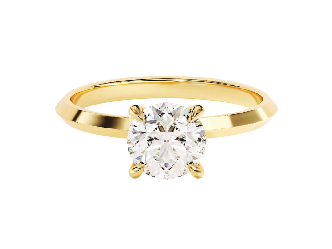 Knife Edge Round Moissanite Engagement Ring (1.00 Ct)