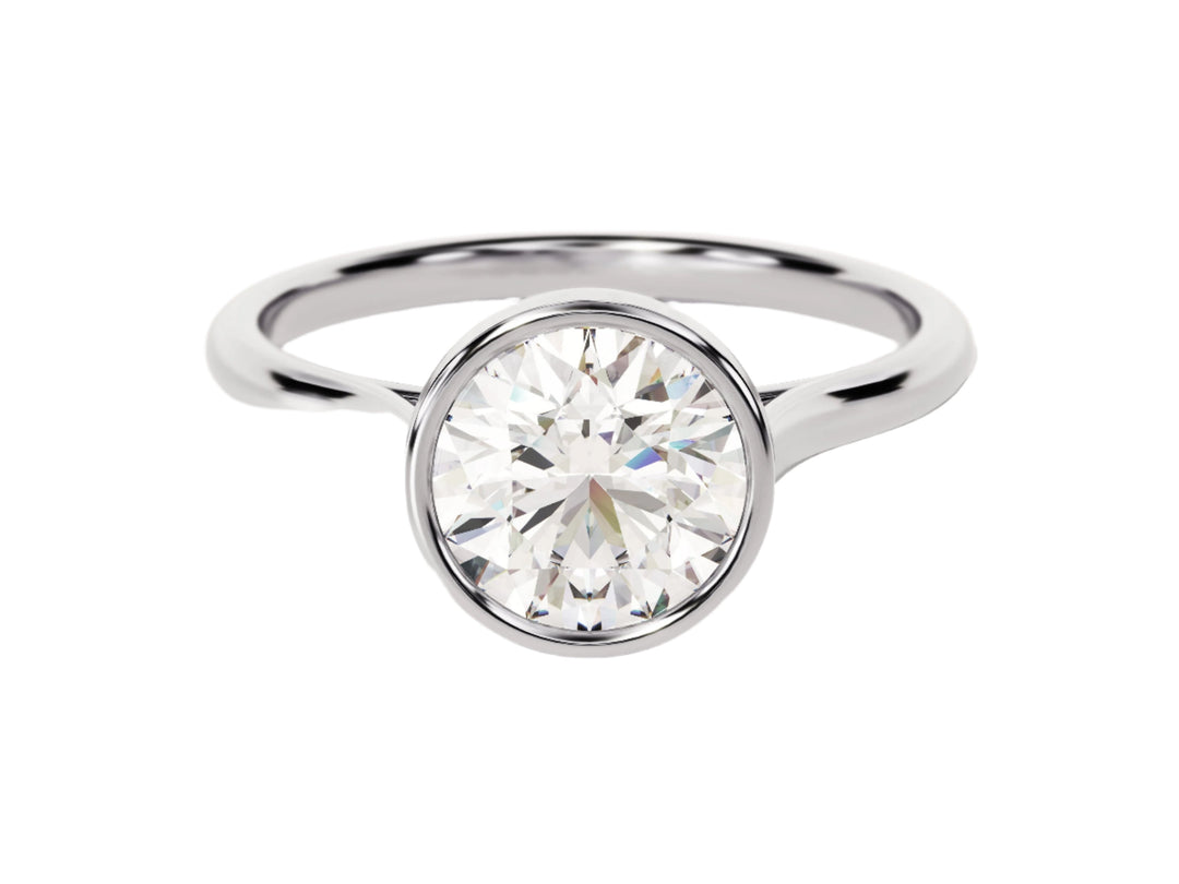 Round Bezel Solitaire Moissanite Engagement Ring (1.50 Ct)