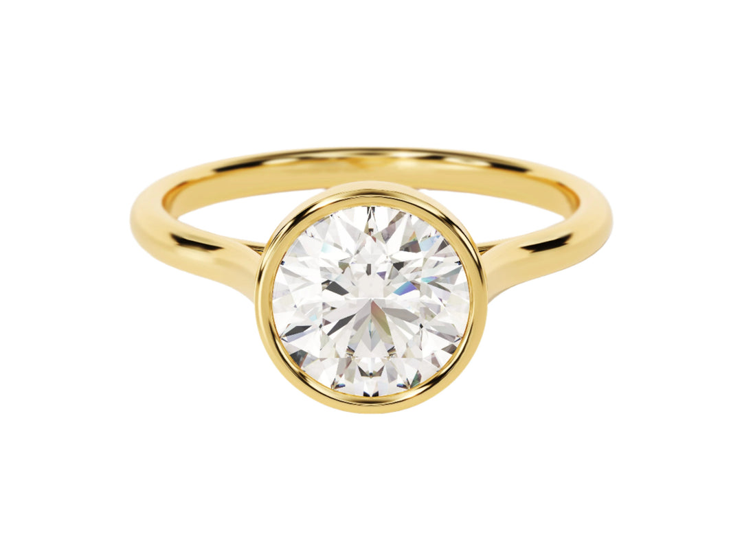 Round Bezel Solitaire Moissanite Engagement Ring (1.50 Ct)