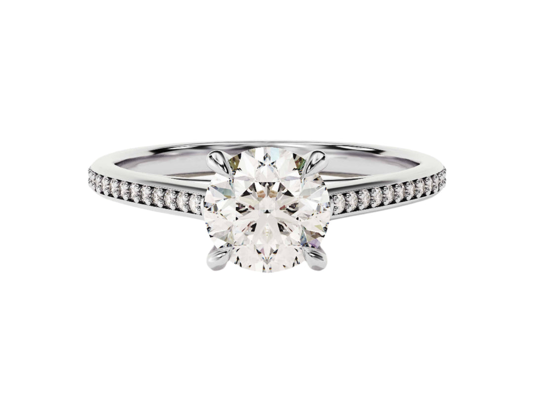 Channel Set Round Cut Moissanite Engagement Ring (1.00 Ct)