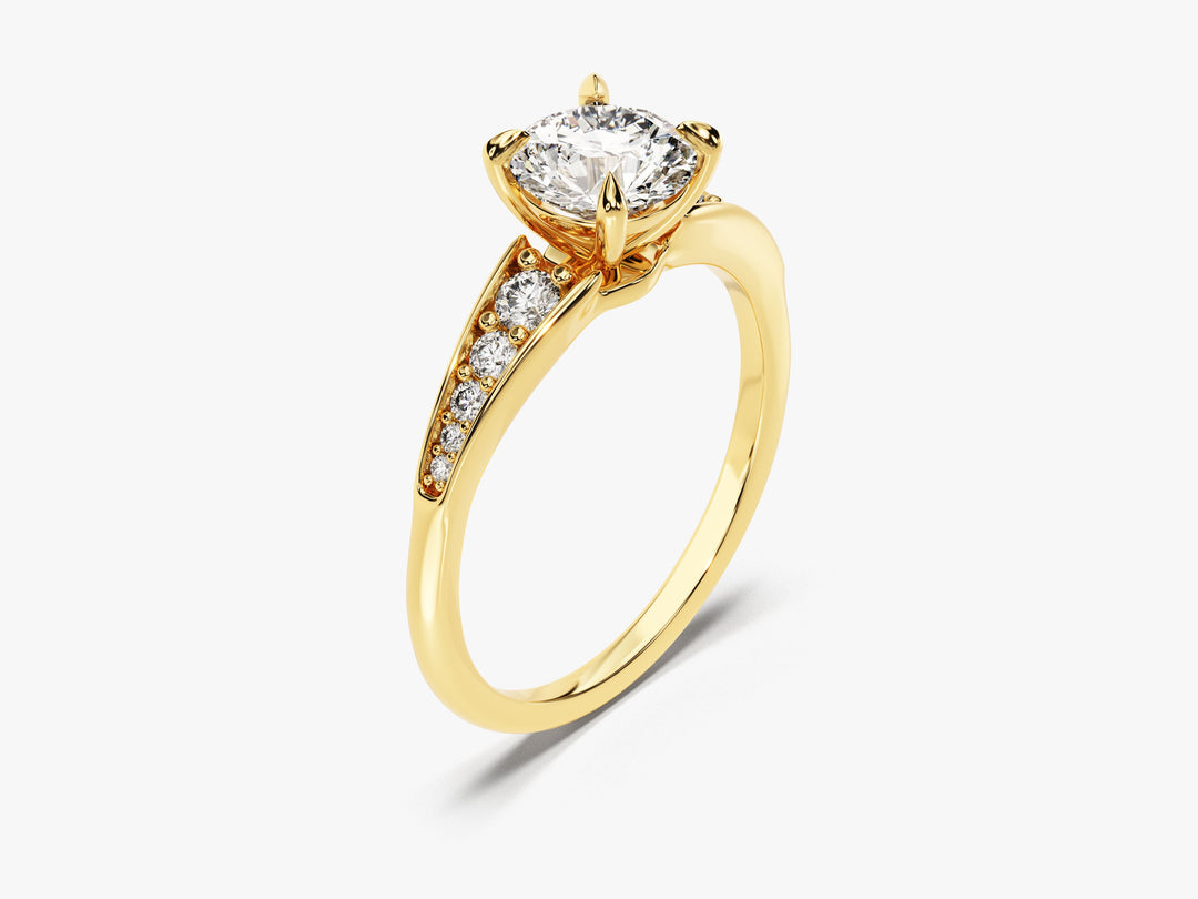 Pave Crown Moissanite Engagement Ring (1.00 Ct)