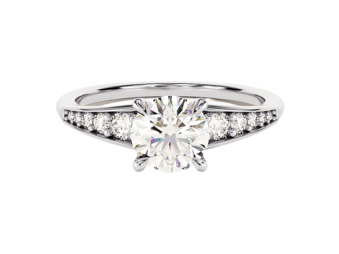 Pave Crown Moissanite Engagement Ring (1.00 Ct)