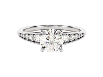 Pave Crown Moissanite Engagement Ring (1.00 Ct)