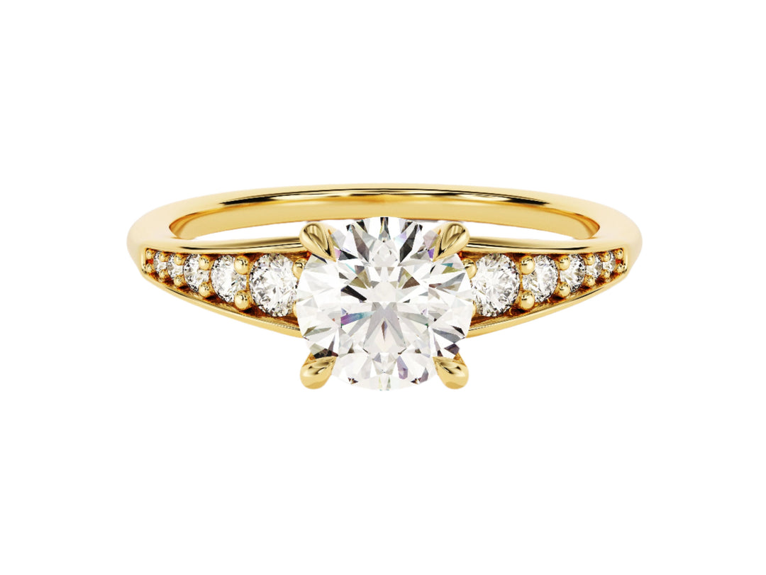 Pave Crown Moissanite Engagement Ring (1.00 Ct)