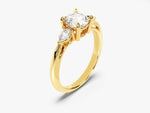 Load image into Gallery viewer, Three Stone Moissanite Engagement Ring With Pear Cut Accents (2.00 Ct)
