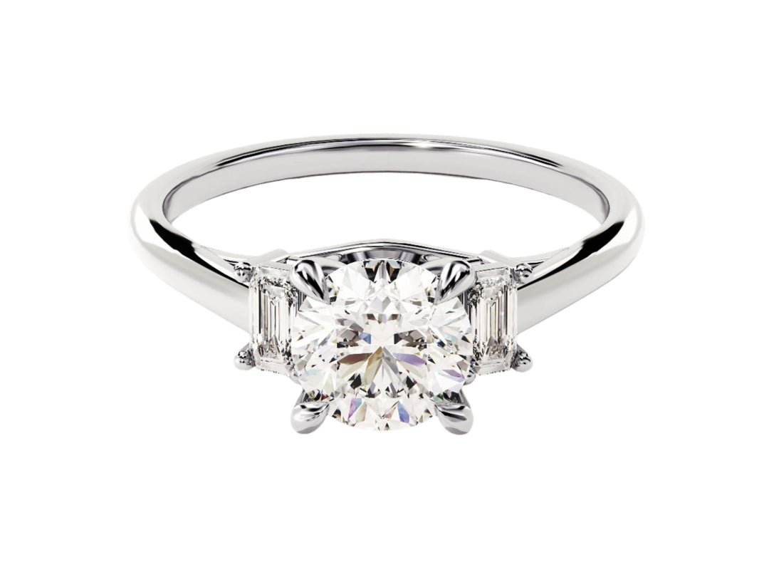 Three Stone Moissanite Engagement Ring With Emerald Cut Accents (1.40 Ct)