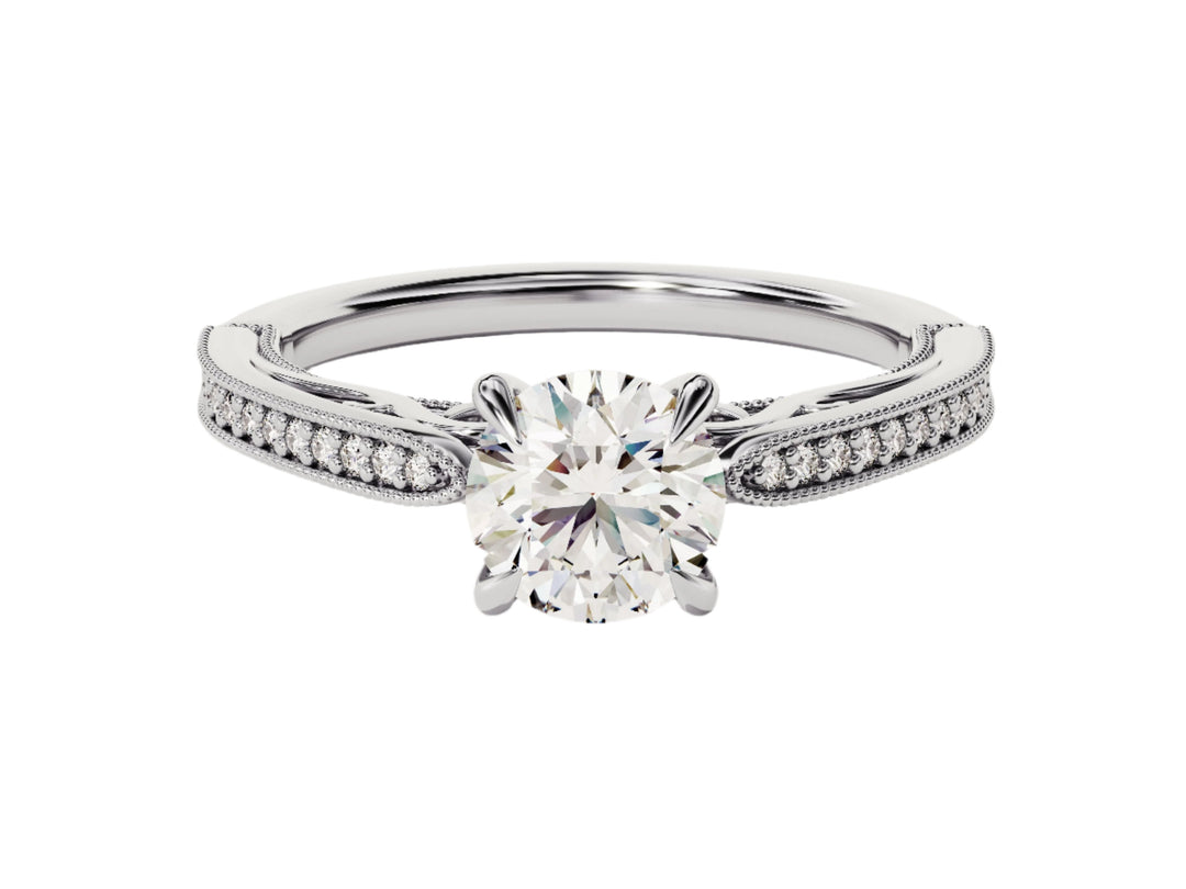 Vintage Inspired Moissanite Engagement Ring With Adorned Cathedral (1.00 Ct)