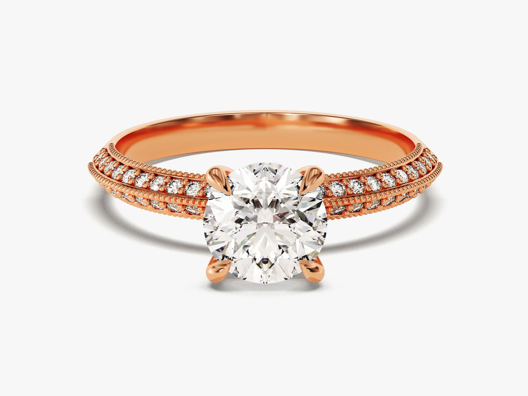 Pave Set Knife Edge Moissanite Engagement Ring (1.00 Ct)