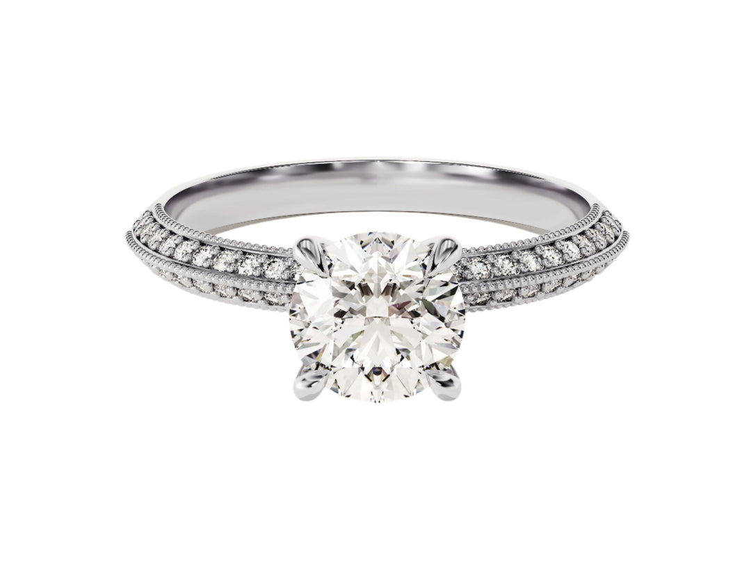 Pave Set Knife Edge Moissanite Engagement Ring (1.00 Ct)