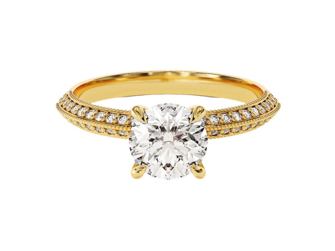 Pave Set Knife Edge Moissanite Engagement Ring (1.00 Ct)