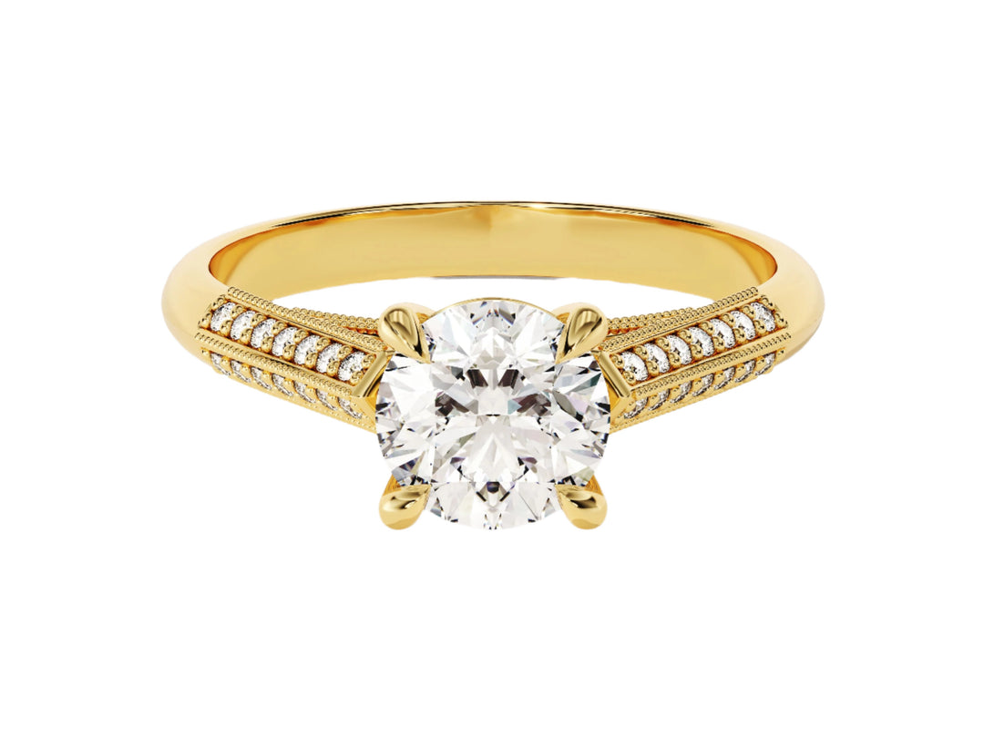 Double Pave Set Cathedral Moissanite Engagement Ring (1.00 Ct)