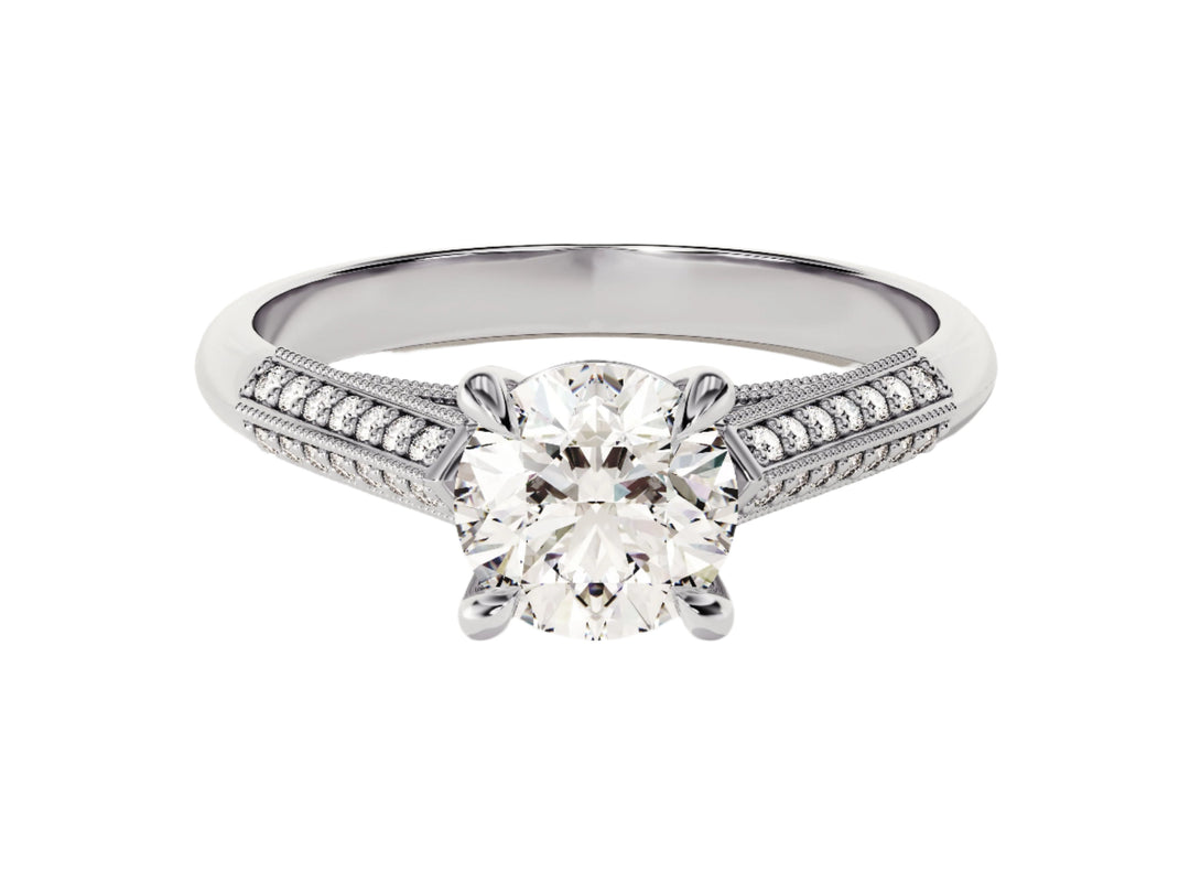 Double Pave Set Cathedral Moissanite Engagement Ring (1.00 Ct)