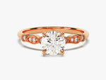 Load image into Gallery viewer, Round Cut Moissanite Engagement Ring With Wave Sidestones (1.00 Ct)
