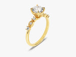 Load image into Gallery viewer, Milgrain Sidestone Moissanite Engagement Ring (1.00 Ct)
