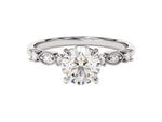 Load image into Gallery viewer, Milgrain Sidestone Moissanite Engagement Ring (1.00 Ct)
