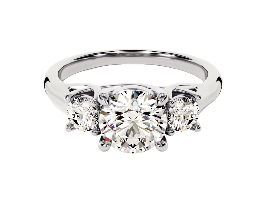 Trellis Three Stone Round Moissanite Engagement Ring (2.00 Ct Tw)