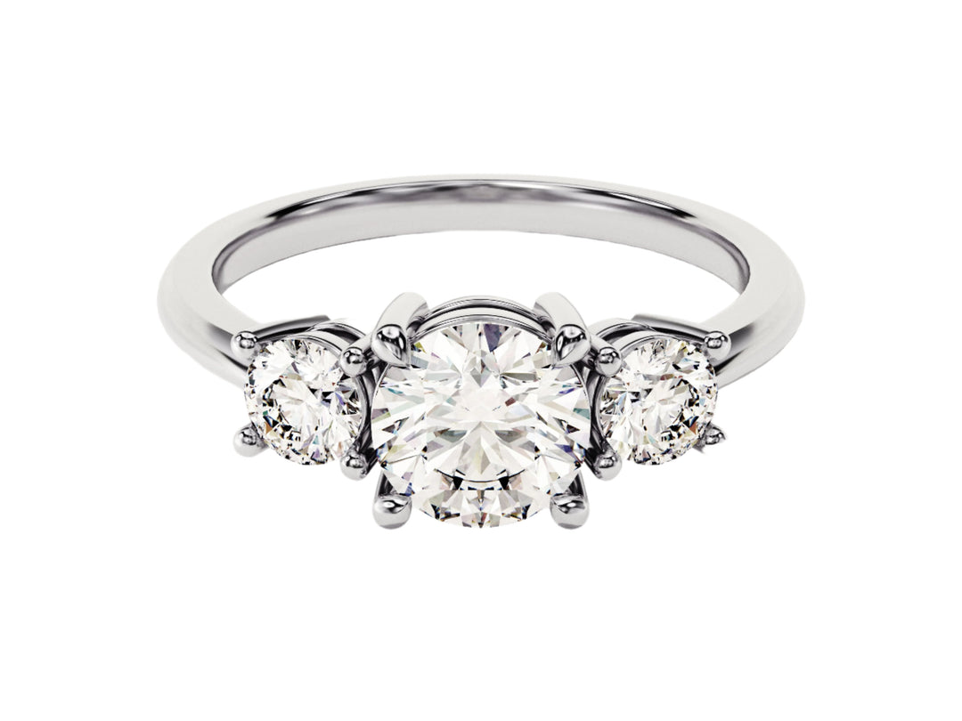 Classic Basket Set Three Stone Round Moissanite Engagement Ring (1.50 Ct Tw)