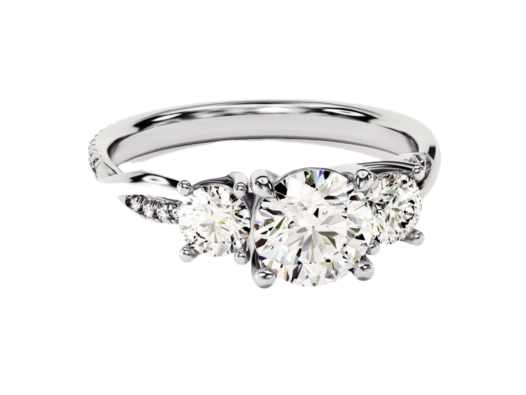 Petite Twisted Vine Three Stone Round Moissanite Engagement Ring (1.50 Ct Tw)