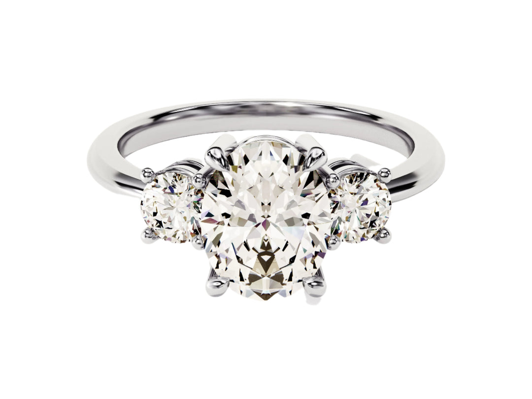 Classic Basket Set Three Stone Oval Moissanite Engagement Ring (2.50 Ct Tw)