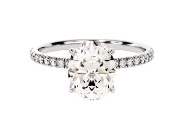 Hidden Halo Oval Moissanite Engagement Ring With Sidestones (2.00 Ct)