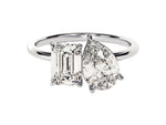 Load image into Gallery viewer, Pear And Emerald Cut Toi Et Moi Moissanite Engagement Ring (2.50 Ct)
