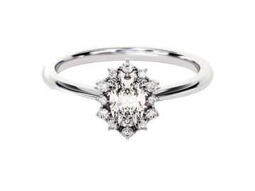 Sunburst Oval Moissanite Engagement Ring (0.50 Ct)