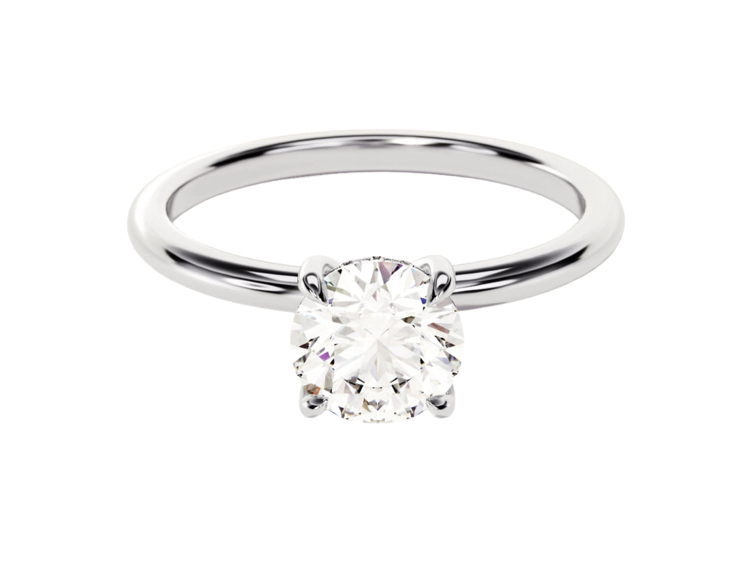 Hidden Halo Round Moissanite Engagement Ring (1.00 Ct)