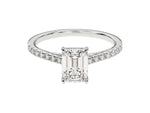 Load image into Gallery viewer, Emerald Cut Moissanite Engagement Ring With Pave Set Side Stones (1.00 Ct)
