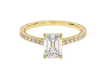 Load image into Gallery viewer, Emerald Cut Moissanite Engagement Ring With Pave Set Side Stones (1.00 Ct)
