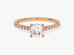 Load image into Gallery viewer, Cushion Cut Moissanite Engagement Ring With Pave Set Side Stones (1.00 Ct)
