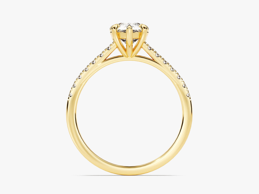 Pear Cut Moissanite Engagement Ring With Pave Set Side Stones (1.50 Ct)