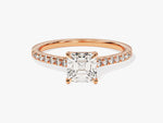 Load image into Gallery viewer, Asscher Cut Moissanite Engagement Ring With Pave Set Side Stones (1.00 Ct)
